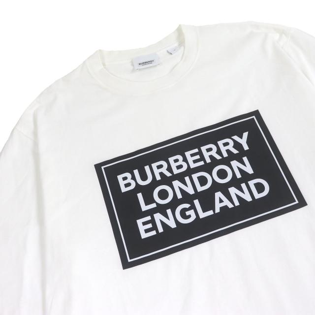 極美品□BURBERRY バーバリー 8084338 コットン100％ ボックスロゴプリント クルーネック 半袖Ｔシャツ カットソー ホワイト M 正規品_1