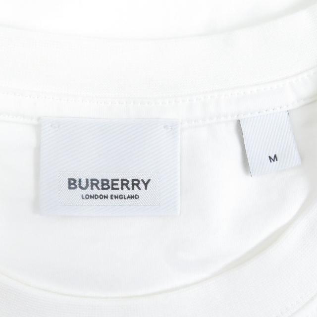 極美品□BURBERRY バーバリー 8084338 コットン100％ ボックスロゴプリント クルーネック 半袖Ｔシャツ カットソー ホワイト M 正規品_4