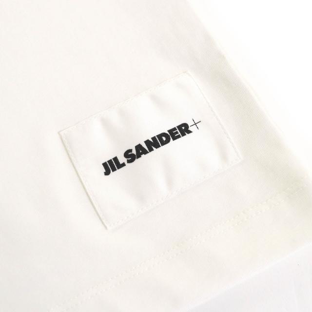 極美品△JIL SANDER+ ジルサンダープラス コットン100％ ロゴワッペン クルーネック 半袖Ｔシャツ ホワイト XL 正規品 レディース 極美品△JIL SANDER+ ジルサンダープラス コットン100％ ロゴワッペン