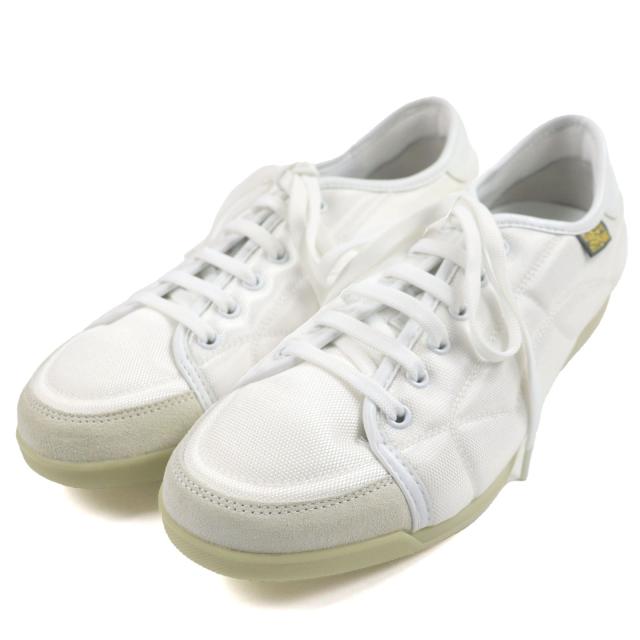 未使用品▼サルヴァトーレフェラガモ レザー切替 ファブリック ロゴ入り ローカットスニーカー ホワイト 7 箱・保存袋付き 伊製 メンズ