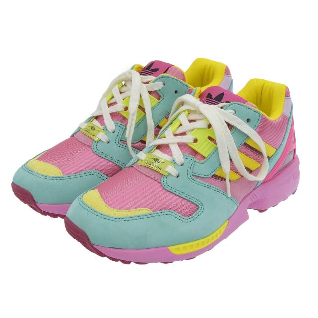 未使用品▲GUCCI×adidas  グッチ×アディダス 722212 TORSION ZX8000 スウェードレザー スニーカー ピンク マルチ 22.5 箱・保存袋付き