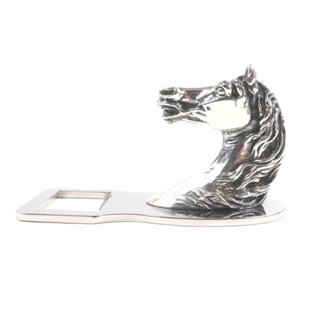 美品▼HERMES エルメス ヴィンテージ シュバル メタル ホース 馬モチーフ 栓抜き ボトルオープナー シルバー 箱付き フランス製 メンズ_2