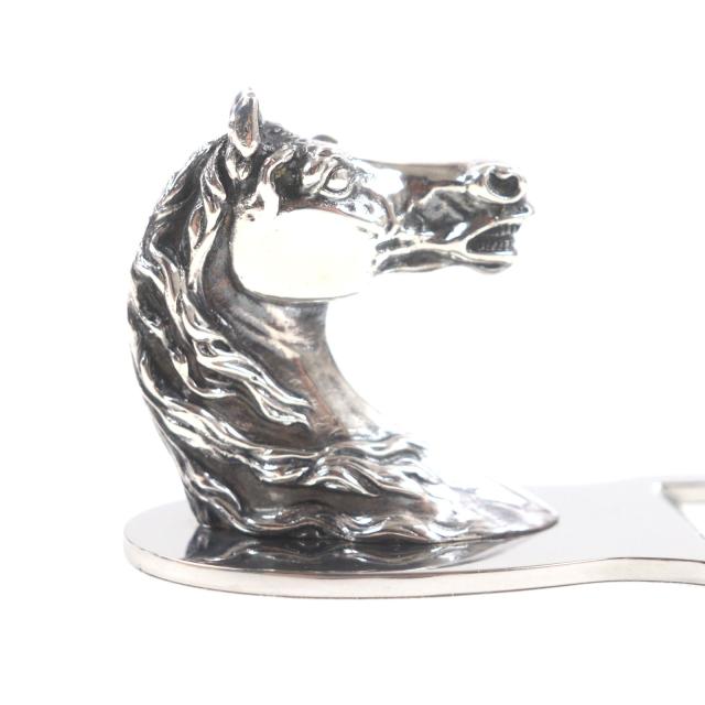 美品▼HERMES エルメス ヴィンテージ シュバル メタル ホース 馬モチーフ 栓抜き ボトルオープナー シルバー 箱付き フランス製 メンズ_4