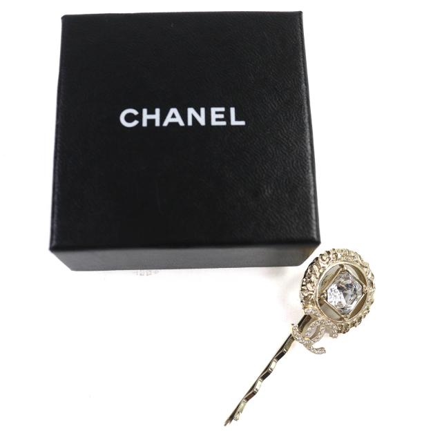 極美品△CHANEL シャネル 22C ココマーク ラインストーン ビジュー