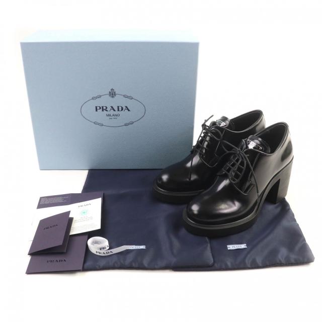 極美品☆PRADA プラダ 1E976Mトライアングルロゴ チャンキーヒール