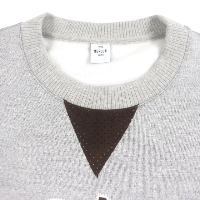 極美品▼BERLUTI ベルルッティ R25JRL82JBAW シルク混 カレッジロゴ クルーネック プルオーバー スウェットシャツ M 正規品 メンズ_1