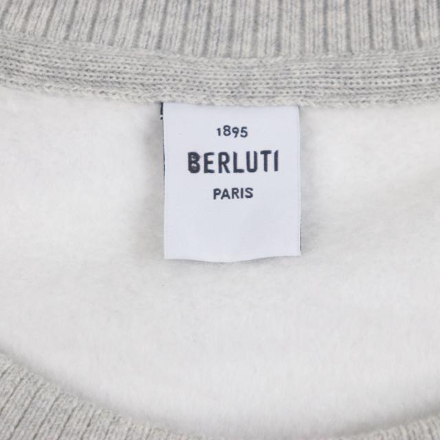 極美品▼BERLUTI ベルルッティ R25JRL82JBAW シルク混 カレッジロゴ クルーネック プルオーバー スウェットシャツ M 正規品 メンズ_4