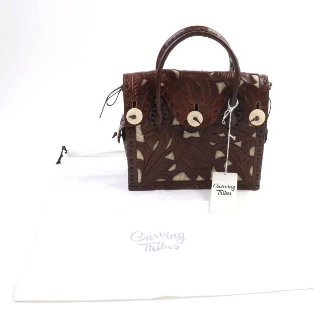 未使用品★GRACE CONTINENTAL グレースコンチネンタル 48182401 　Cutwork Maestra S カービングトライブス ハンドバッグ 保存袋付_1