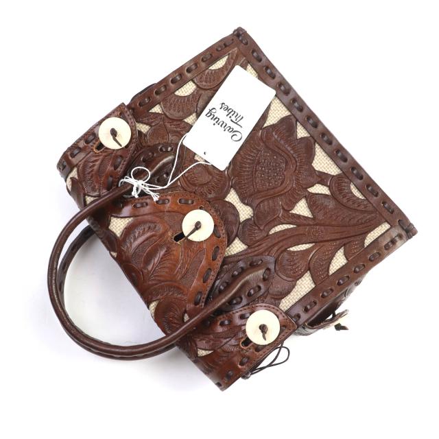 未使用品★GRACE CONTINENTAL グレースコンチネンタル 48182401 　Cutwork Maestra S カービングトライブス ハンドバッグ 保存袋付_5