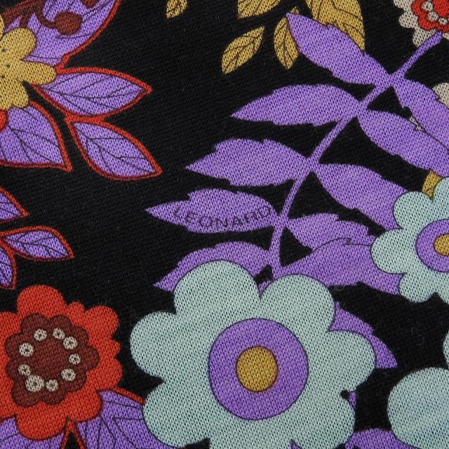 美品▲LEONARD FASHION レオナール ファッション シルク混 フラワープリント クルーネック 半袖ニット ブラック マルチ M 日本製 正規品_4
