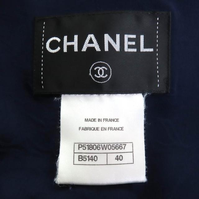 極美品△CHANEL シャネル P51806 ココボタン ショート丈 半袖 ウールツイード ジャケット ネイビー アイボリー レッド 40 仏製 正規品_5