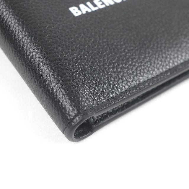 未使用品□BALENCIAGA バレンシアガ 594549 ロゴ入り レザー 二つ折り コンパクトウォレット 札入れ ブラック 箱・保存袋付 イタリア製_4