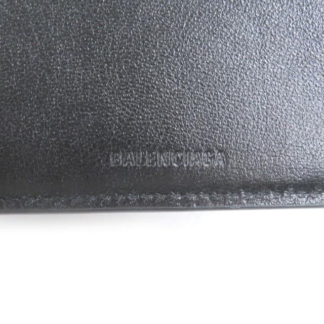 未使用品□BALENCIAGA バレンシアガ 594549 ロゴ入り レザー 二つ折り コンパクトウォレット 札入れ ブラック 箱・保存袋付 イタリア製_7