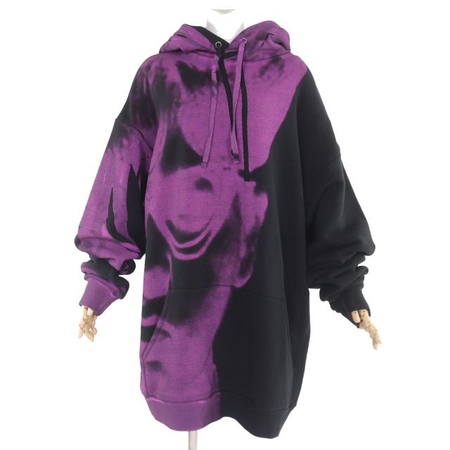 極美品▲Maison Margiela 1 メゾンマルジェラ1 S51GU0029 スプレーデザイン パーカー ブラック パープル M 165 伊製 正規品 レディース