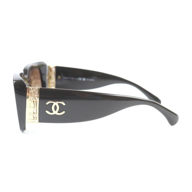 極美品◇CHANEL シャネル 5534 レクタングル シェイプ 現行品 ココマーク サングラス ブラウン ゴールド金具 54□20 140 イタリア製_3