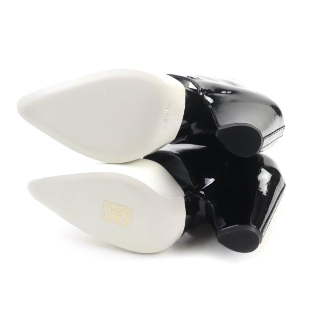 未使用品★CHANEL シャネル G35430 ココマーク バイカラー サイドZIP パテントレザー アンクルブーツ ブラック ホワイト 35 箱・保存袋付_6