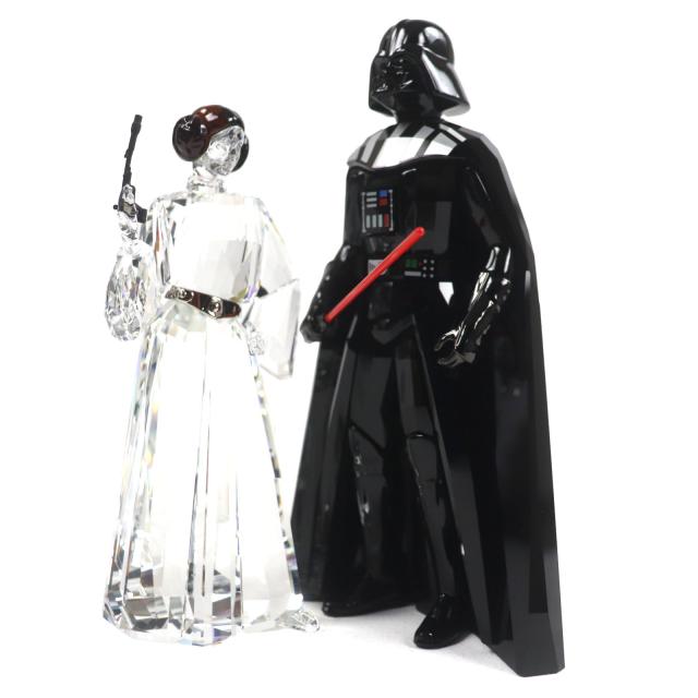 極美品▼SWAROVSKI スワロフスキー 5379499/5472787 クリスタル スターウォーズ レイア姫 ダースベーダー 2体セット 置物 オブジェ 箱付_2