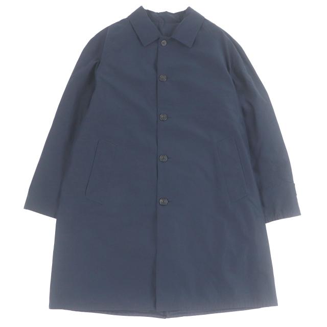 美品□BERLUTI ベルルッティ カリグラフィ スクリット リバーシブル 中綿 ステンカラーコート ナイトブルー 52 イタリア製 正規品 メンズ