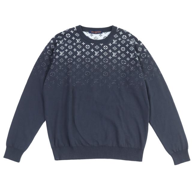 極美品▲LOUIS VUITTON ルイヴィトン 24SS グラディエント モノグラム グラデーション コットンニット グレー系 XL イタリア製 正規品