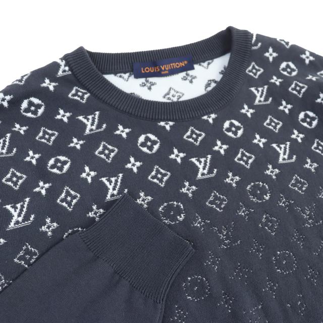 極美品▲LOUIS VUITTON ルイヴィトン 24SS グラディエント モノグラム グラデーション コットンニット グレー系 XL イタリア製 正規品_2