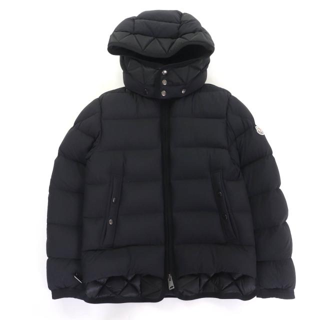 美品★MONCLER モンクレール TANGUY ロゴワッペン・フード付 切替デザイン ダウンジャケット アウター ブラック 0 正規品 メンズ