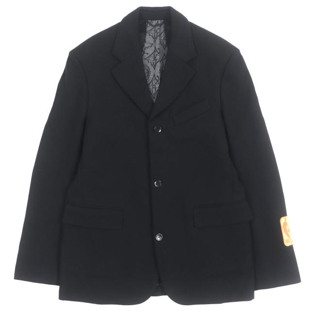 極美品▼ルイヴィトン NBA 21AW レザーワッペン ロゴ入りボタン 裏地モノグラム柄 シングルジャケット テーラード 46 伊製 正規品 メンズ