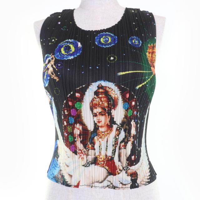 極美品☆PLEATS PLEASE プリーツプリーズ イッセイミヤケ PP02-JK101 横尾忠則コラボ ミレニアムクリシュナ 宇宙 カットソー 3　正規品