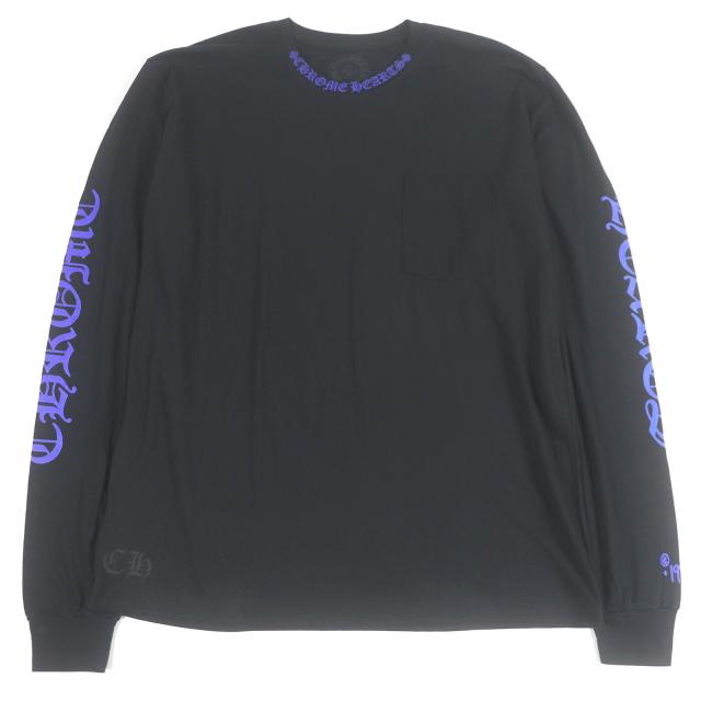 美品□CHROME HEARTS クロムハーツ 1988 LONG SLEEVE NECK LOGO アームロゴプリント ロングスリーブＴシャツ ブラック XL USA製 メンズ