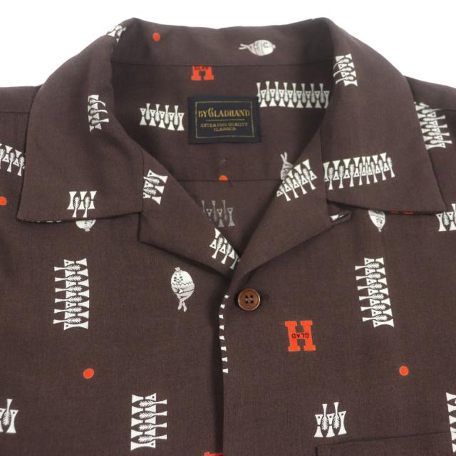 美品▼BY GLAD HAND バイグラッドハンド BYGH-22SS-07/09 YEAR BOOKS 総柄 長袖シャツ ショートパンツ セットアップ M 正規品 メンズ