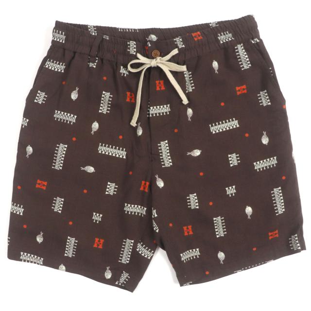 美品▼BY GLAD HAND バイグラッドハンド BYGH-22SS-07/09 YEAR BOOKS 総柄 長袖シャツ ショートパンツ セットアップ M 正規品 メンズ