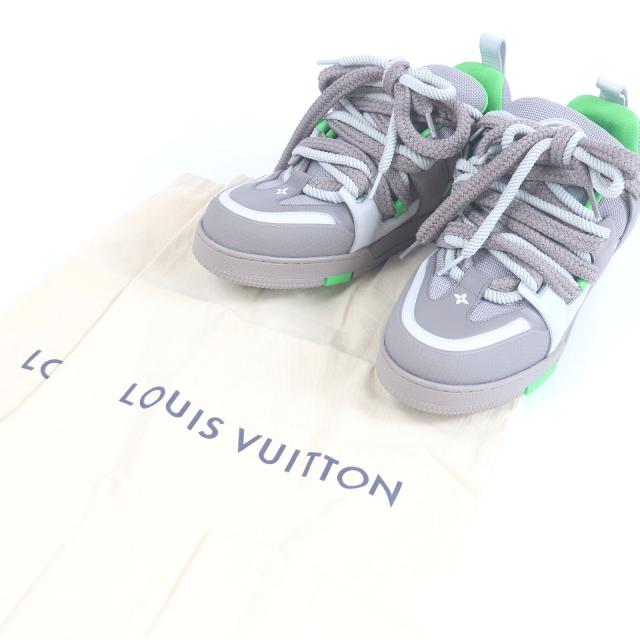 極美品□LOUIS VUITTON ルイヴィトン 2023年製 LV スケートライン レザー使い ローカットスニーカー グレー 9.5 保存袋付き イタリア製_1