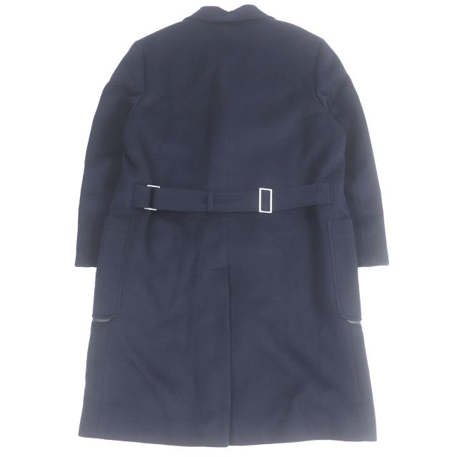 未使用品□HERMES エルメス 19AW カシミヤ100％ ランウェイ着用 ドラゴンボタン ラムレザー使用 ダブル チェスターコート マリン 52 伊製_3
