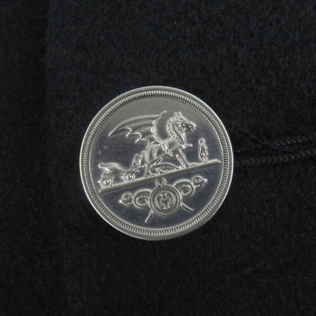 未使用品□HERMES エルメス 19AW カシミヤ100％ ランウェイ着用 ドラゴンボタン ラムレザー使用 ダブル チェスターコート マリン 52 伊製_5