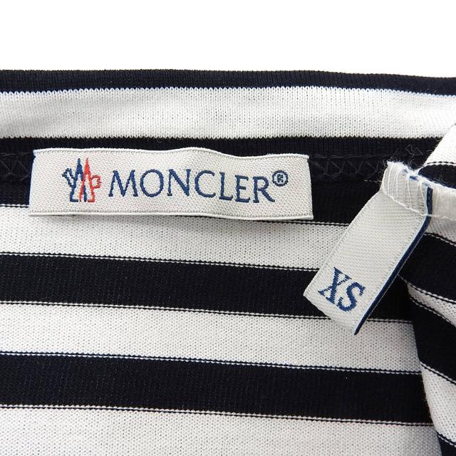 未使用品▲MONCLER モンクレール コットン100％ 胸ポケット付き ボーダー 半袖Ｔシャツ ホワイト ネイビー XS イタリア製 正規品 メンズ_5