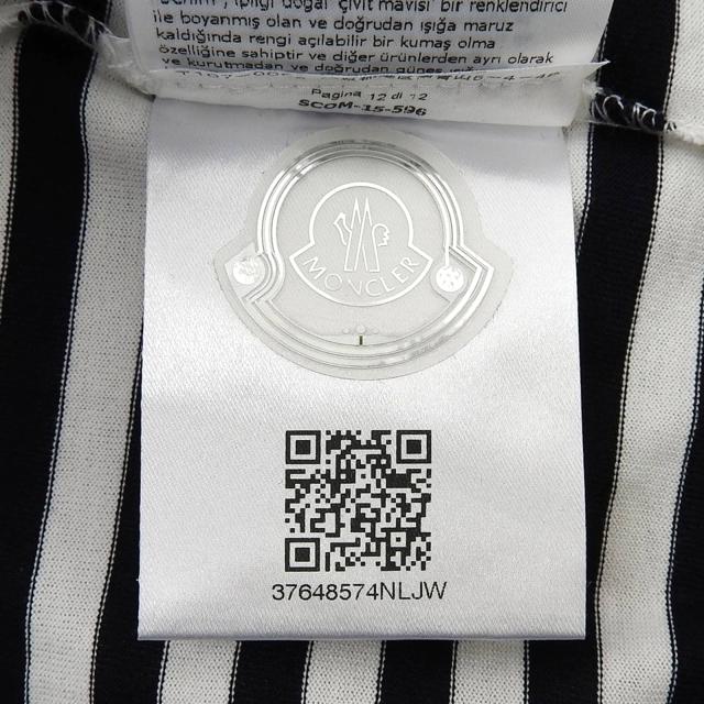 未使用品▲MONCLER モンクレール コットン100％ 胸ポケット付き ボーダー 半袖Ｔシャツ ホワイト ネイビー XS イタリア製 正規品 メンズ_7