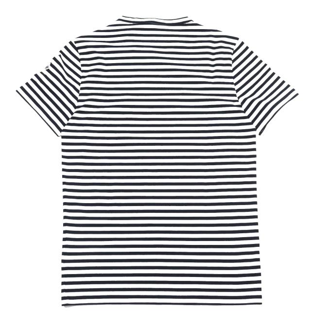 未使用品▲MONCLER モンクレール コットン100％ 胸ポケット付き ボーダー 半袖Ｔシャツ ホワイト ネイビー XS イタリア製 正規品 メンズ_1