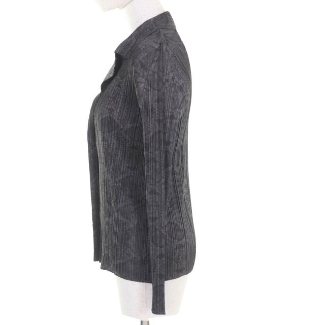 極美品◇PLEATS PLEASE プリーツプリーズ イッセイミヤケ PP33-JD832 ポリエステル パイソン柄 開襟 長袖シャツ グレー 4 日本製 正規品 レディース 極美品◇PLEATS PLEASE プリーツプリーズ イッセイミヤケ PP33-JD832