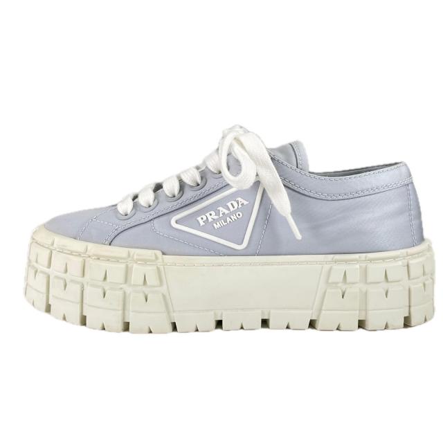 美品▲PRADA プラダ 1E260M Re-Nylon ダブルホイール トライアングルロゴ スニーカー ブルー 35.5 保存袋付き イタリア製 レディース_2