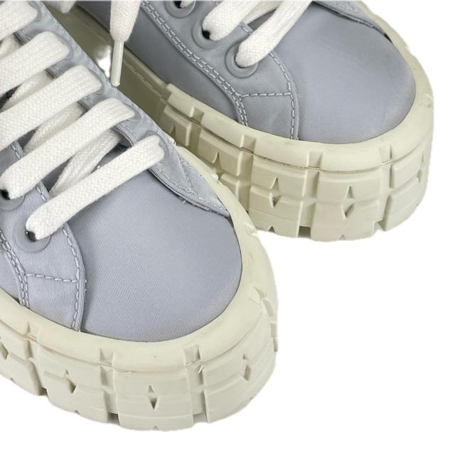 美品▲PRADA プラダ 1E260M Re-Nylon ダブルホイール トライアングルロゴ スニーカー ブルー 35.5 保存袋付き イタリア製 レディース_4