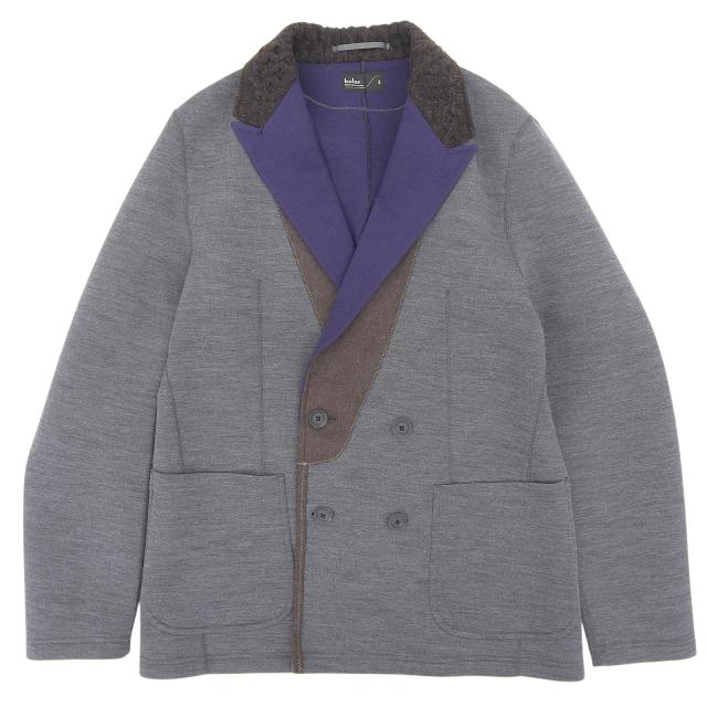 極美品▲kolor カラー 22WCM-J07201 襟切り替えデザイン ダンボールニット ダブルブレスト ジャケット グレー 3 日本製 正規品 メンズ