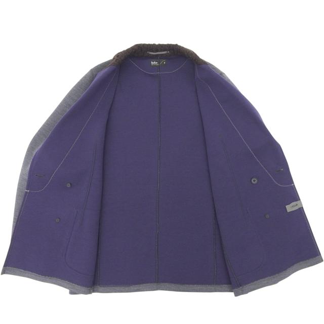 極美品▲kolor カラー 22WCM-J07201 襟切り替えデザイン ダンボールニット ダブルブレスト ジャケット グレー 3 日本製 正規品 メンズ 極美品△kolor カラー 22WCM-J07201 襟切り替えデザイン ダンボール