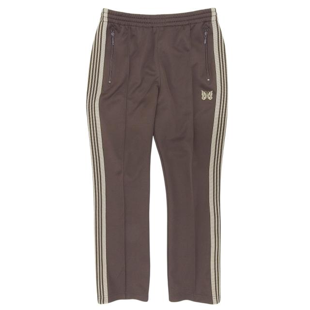 極美品▲Needles ニードルス IN375 ロゴエンブロイダリー サイドライン ナロートラック パンツ ブラウン ベージュ S 正規品 メンズ