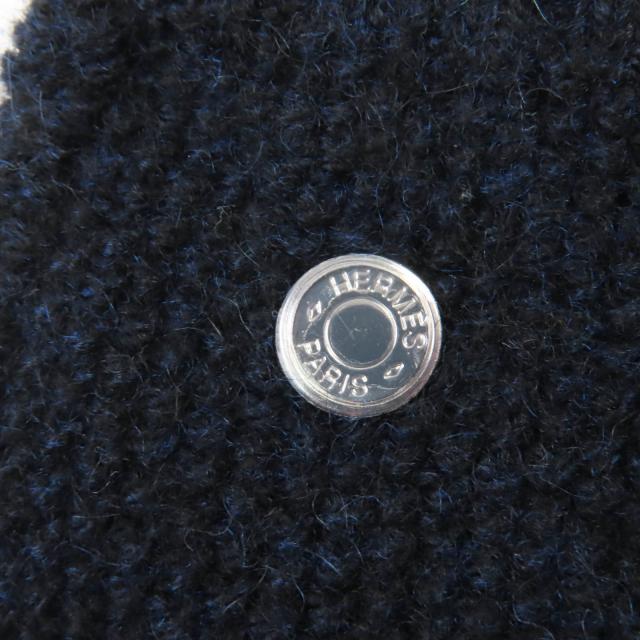 未使用品☆HERMES エルメス カシミヤ シルバー金具 セリエ金具 ニットグローブ 手袋 ネイビー S 箱付き イタリア製 レディース_6