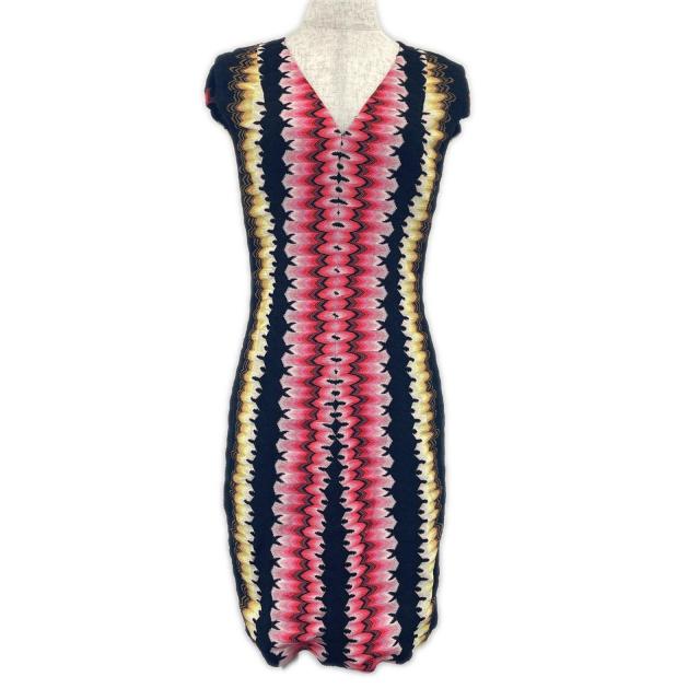 未使用品▲Missoni ミッソーニ シルク混 ロングカーディガン ワンピース 2点セット アンサンブル マルチ 38 伊製 正規品 レディース_4