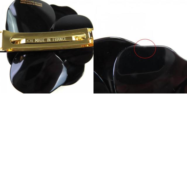 極美品★ALEXANDRE DE PARIS アレクサンドル ドゥ パリ カメリア ビジュー付 レースプリント バレッタ ホワイト ブラック フランス製_9