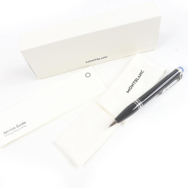 極美品□MONTBLANC モンブラン 132509 スターウォーカーホワイトスター ツイスト式 ボールペン ブラック シルバー ドイツ製 筆記確認済み_1