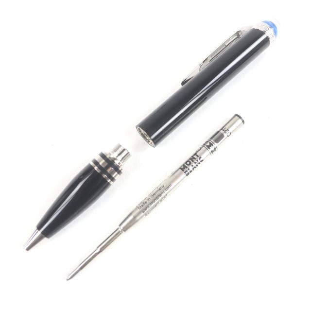 極美品□MONTBLANC モンブラン 132509 スターウォーカーホワイトスター ツイスト式 ボールペン ブラック シルバー ドイツ製 筆記確認済み_2