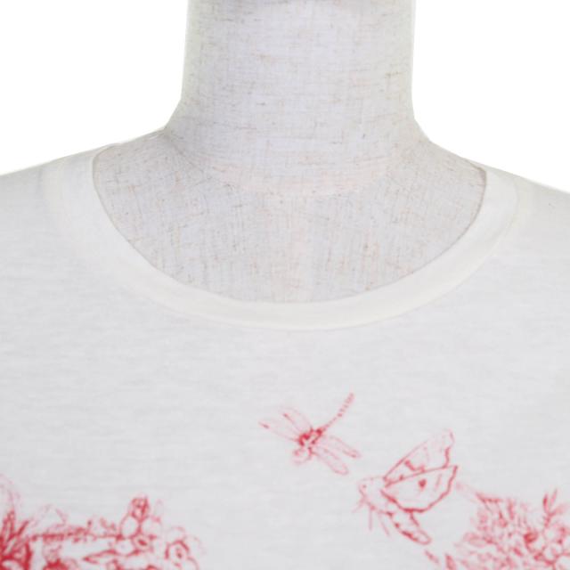 極美品◇Christian Dior クリスチャンディオール 153T12DA454 コットン リネン Royaume d’Amour 半袖Ｔシャツ L 伊製 正規品 レディース_3