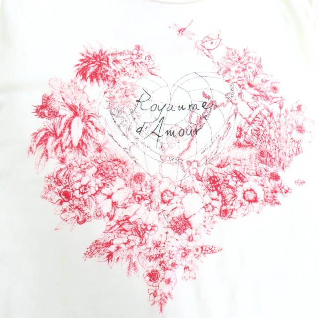 極美品◇Christian Dior クリスチャンディオール 153T12DA454 コットン リネン Royaume d’Amour 半袖Ｔシャツ L 伊製 正規品 レディース_4