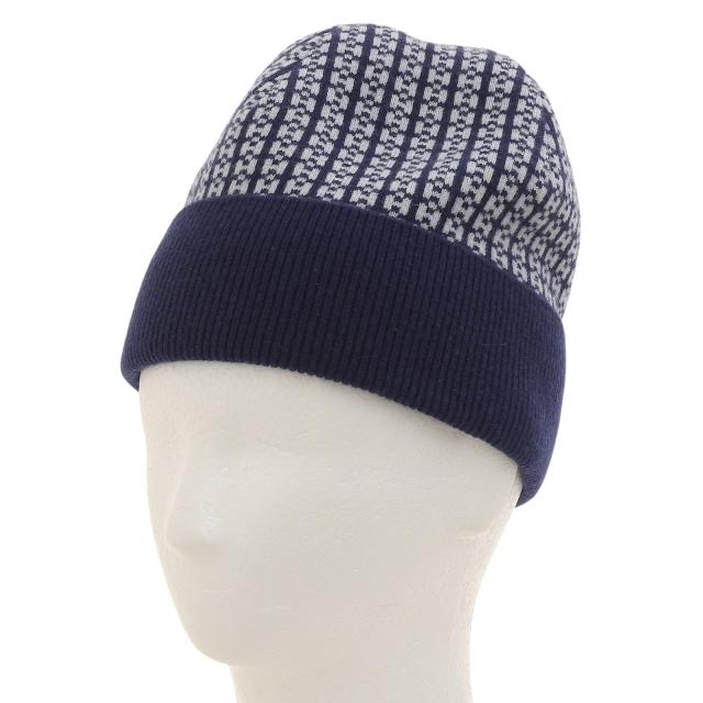 未使用品▲HERMES エルメス 23AW 232019N BONNET FEMME カシミヤ100％ Hロゴ ニットキャップ ネイビー M 保存袋付 イタリア製 レディース